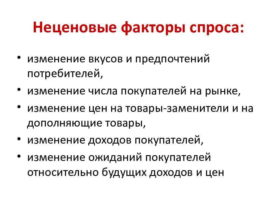 Ценовые и неценовые факторы, вызывающие изменения спроса. закон спроса и предложения - реферат