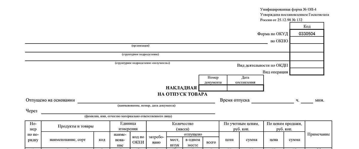 Накладная на отпуск товара казахстан. Форма ОП-4 накладная на отпуск товара. Накладная на отпуск товара ОП-4. Накладная на отпуск товара (форма n ОП-4). Накладная на отпуск со склада.