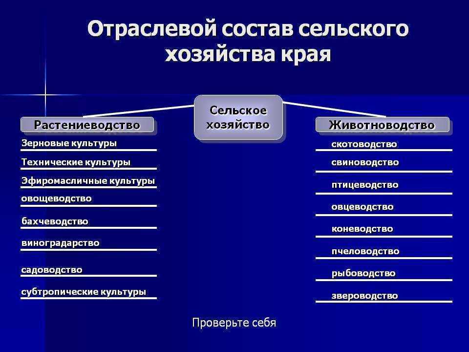 Составьте схему отраслевого состава сельского хозяйства